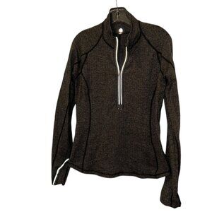lululemon athletica charcoal gray herringbone half zip layering top L